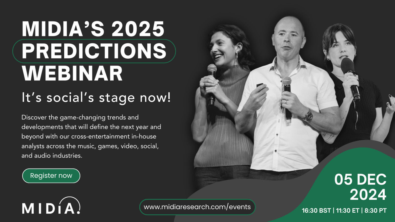 Cover image for It’s social’s stage now: MIDiA’s 2025 predictions webinar