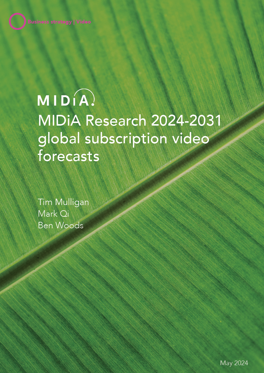 Cover image for MIDiA Research 2024-2031 global subscription video forecasts